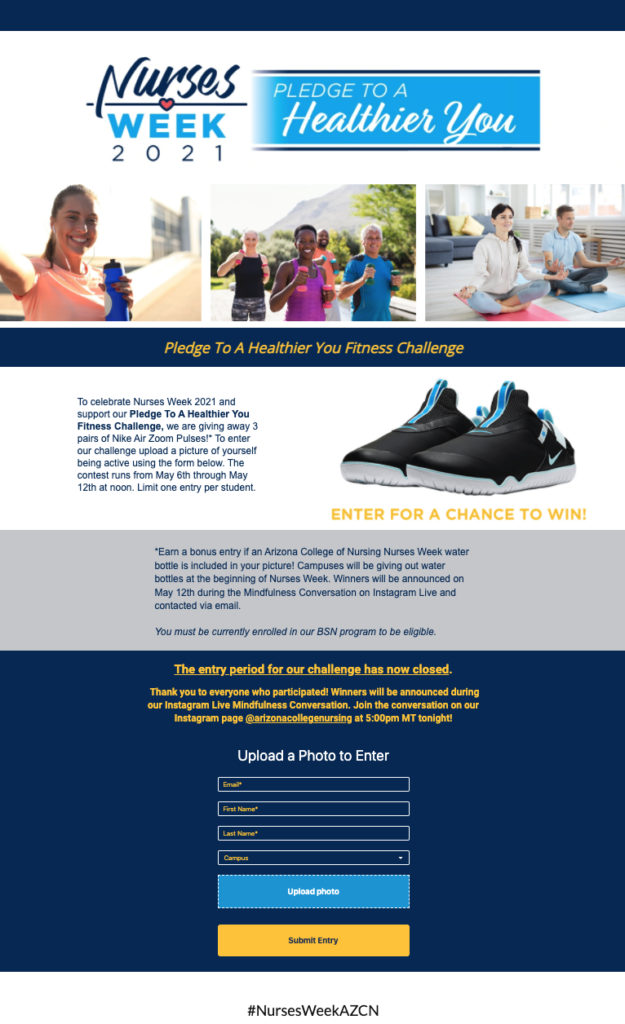 TrueLoyal Experience Builder Social Contest used for Arizona College Giveaway