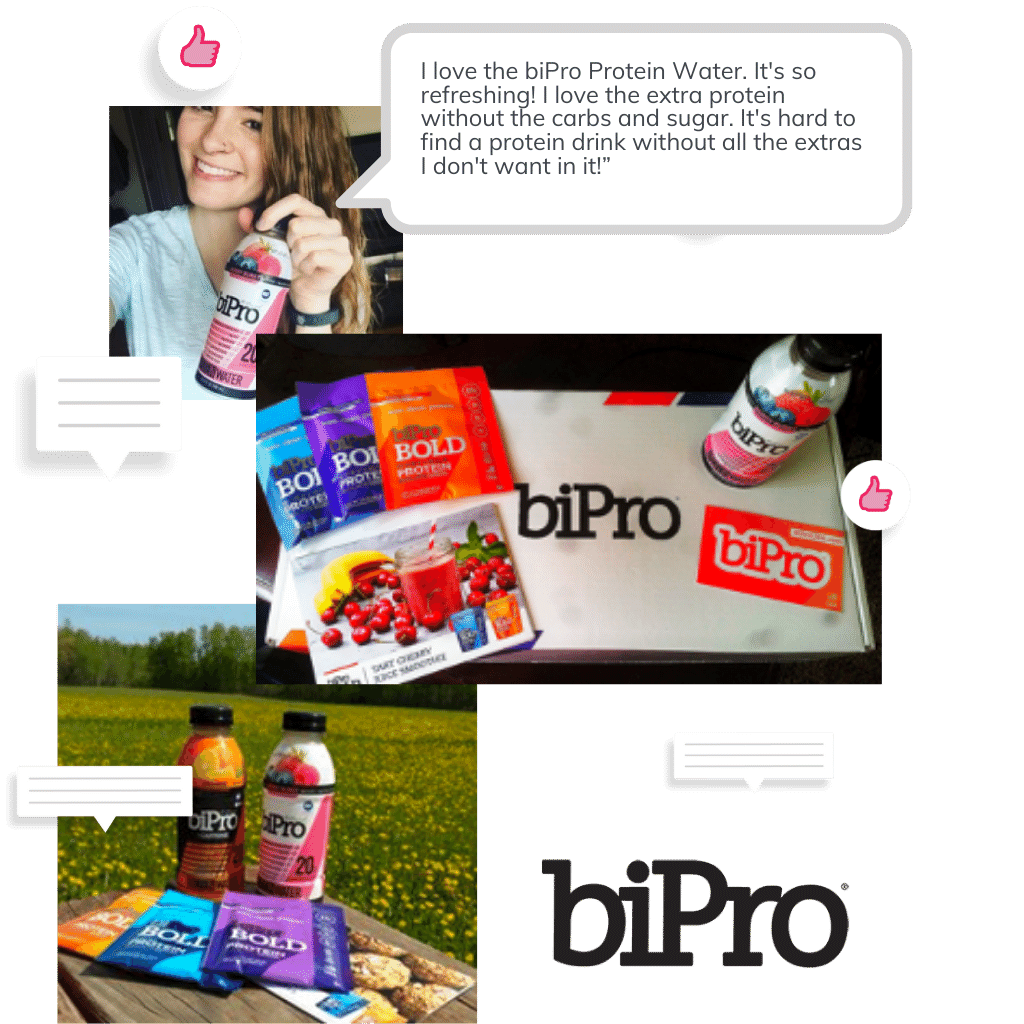 Images of BiPro UGC from a Brand Advocacy campaign