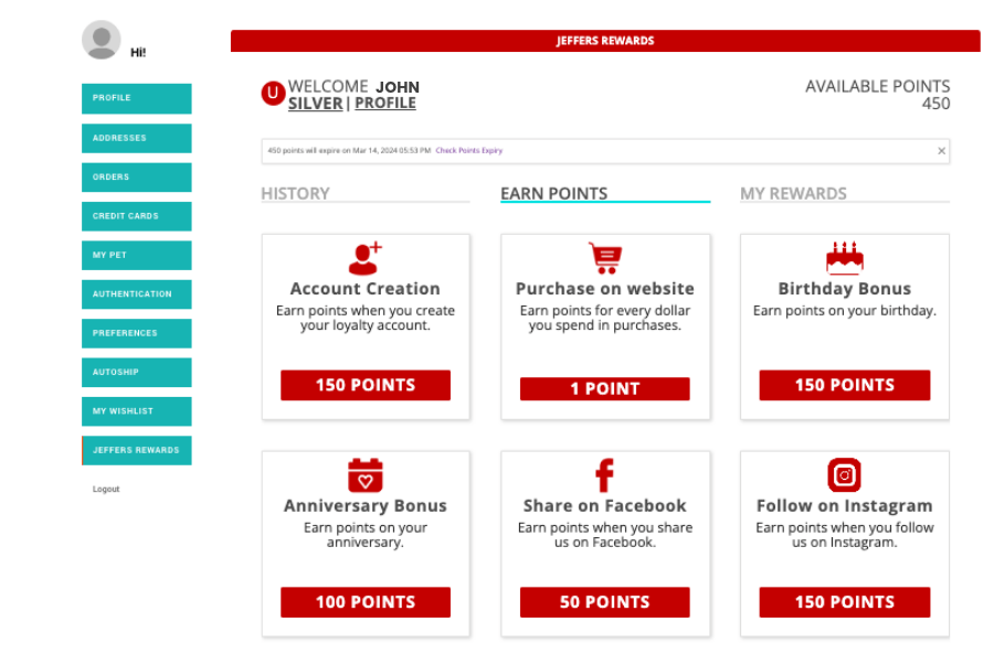 Jeffers Pet loyalty program showcase