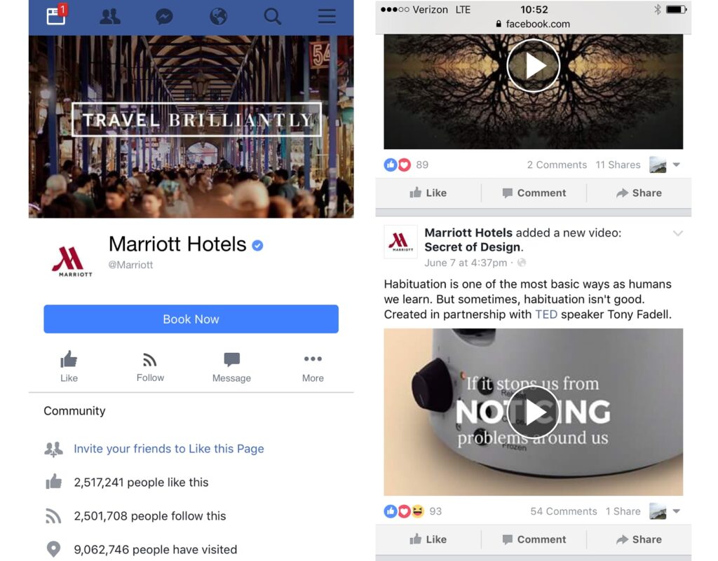 Likes on Marriott Facebook Reuse Social Content from Customers with 3 Lessons |