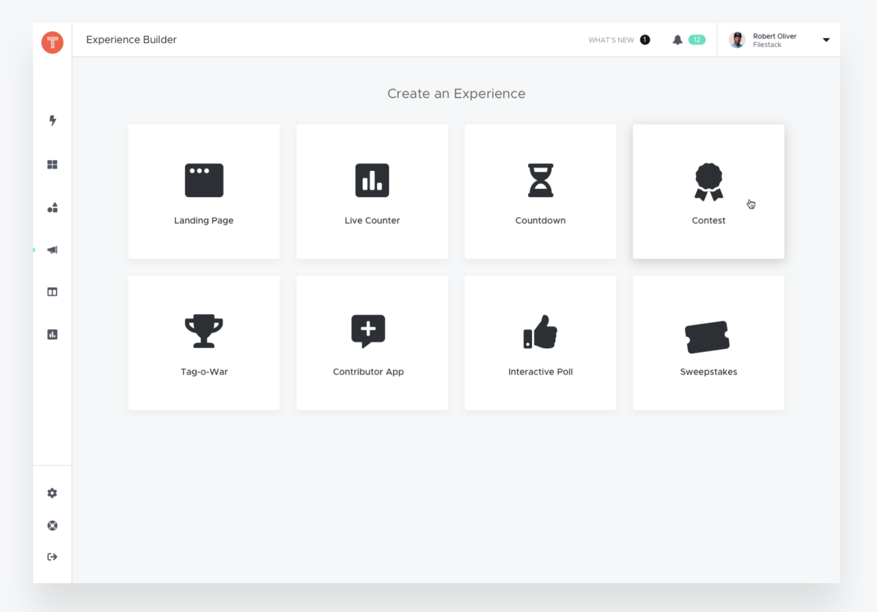 Screen shot of TrueLoyal Experience Builder Dashboard