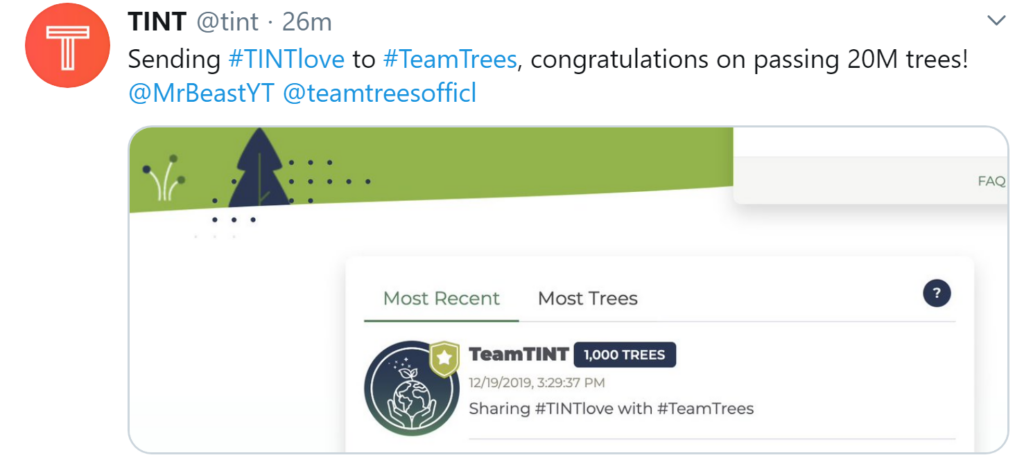 20M Trees Achieved! Go #TeamTrees |
