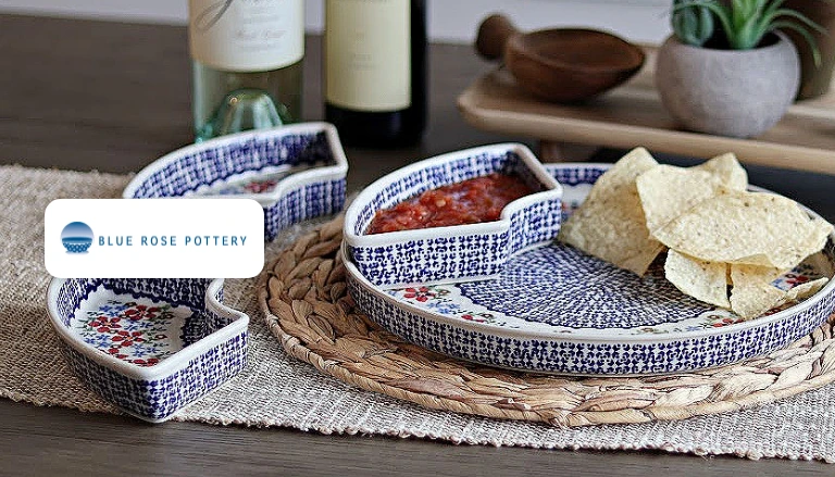 Blue rose pottery
